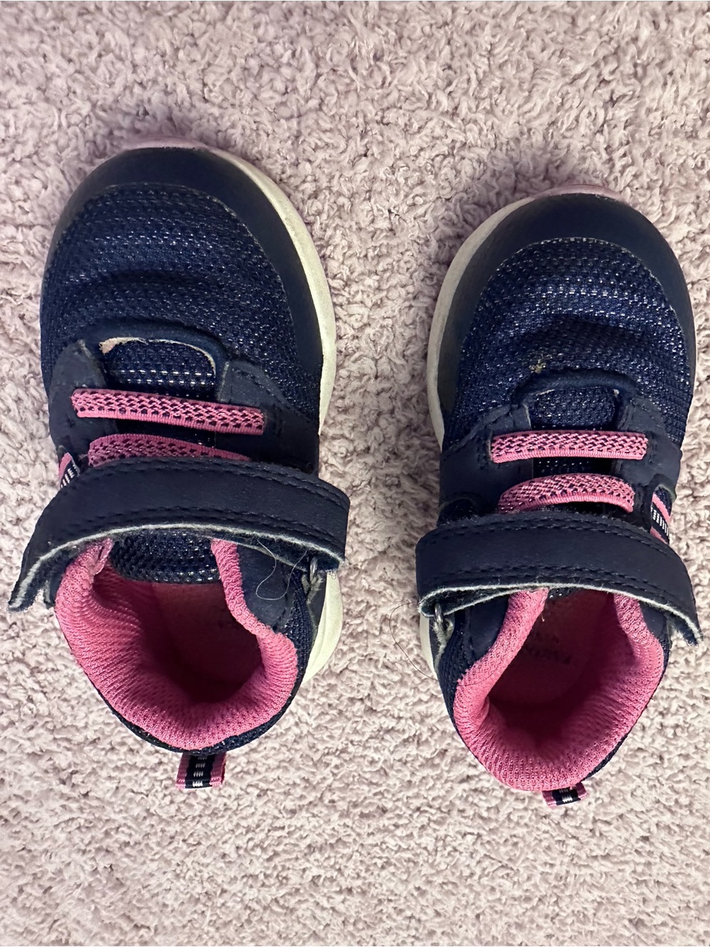 🌸 Stride Rite Munchkin Toddler Sneakers Size 5 Navy Pink Velcro *